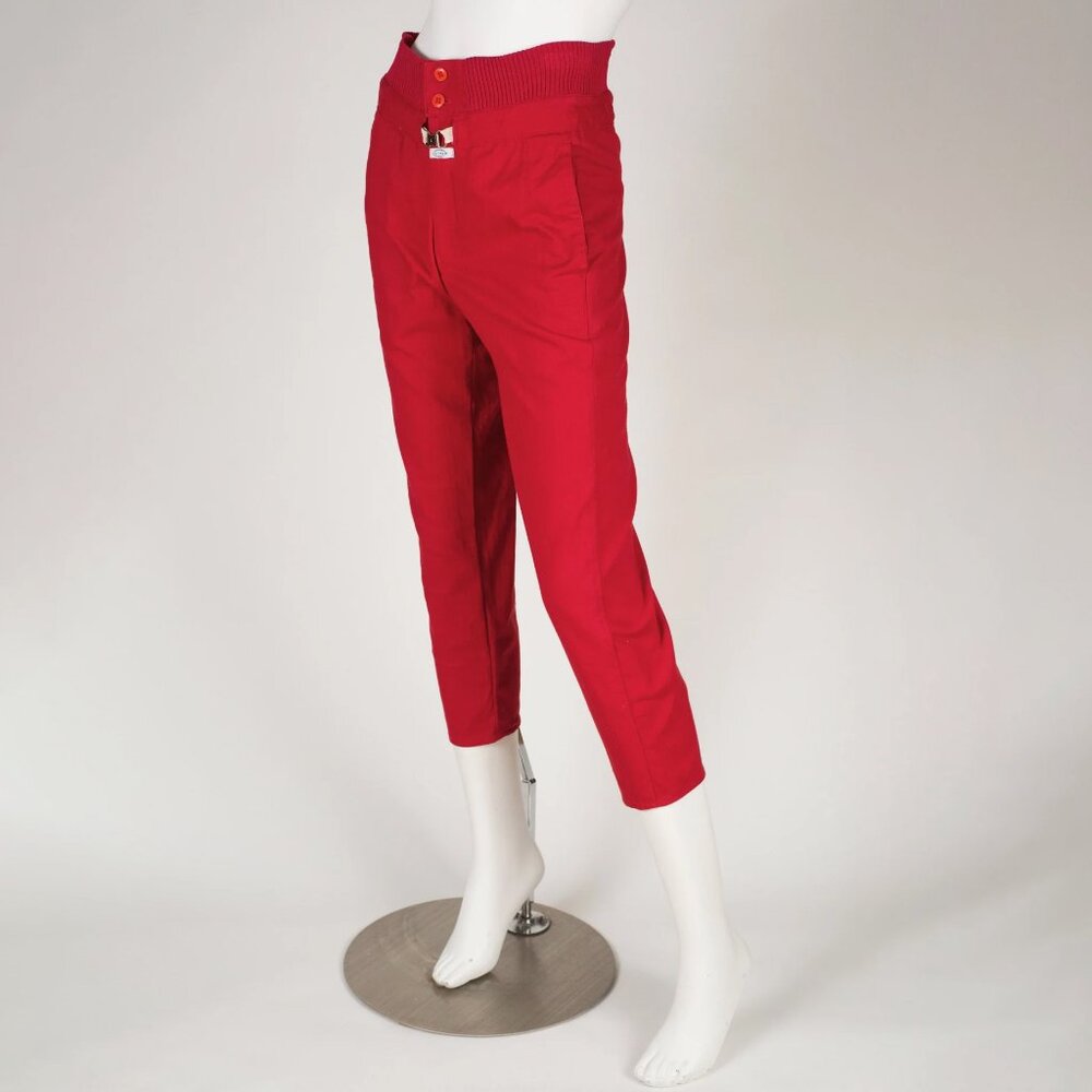Marithe Francois Girbaud "CLOSED" 1980s Vintage Red Cotton Cropped Pants Sz S
